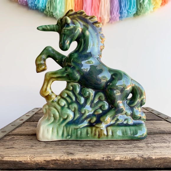 Vintage Other - Vintage Green Ombré Unicorn Figurine Bohemian